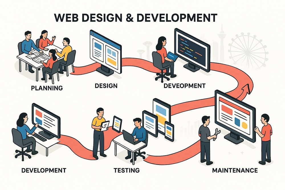 Collaborative workflow between web designers and developers throughout a website project
